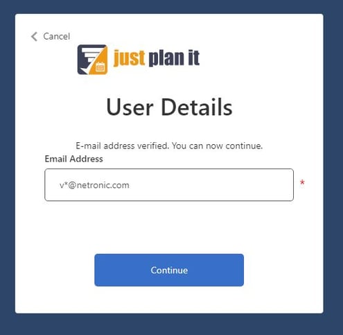 just plan it - multi-factor authentication email step 3
