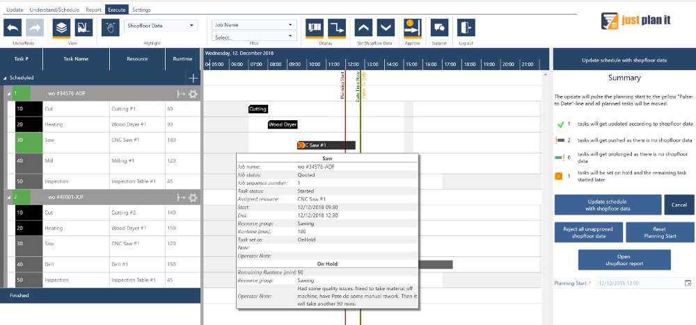Execute Mode - Set on Hold - Tooltip and Flagged Task