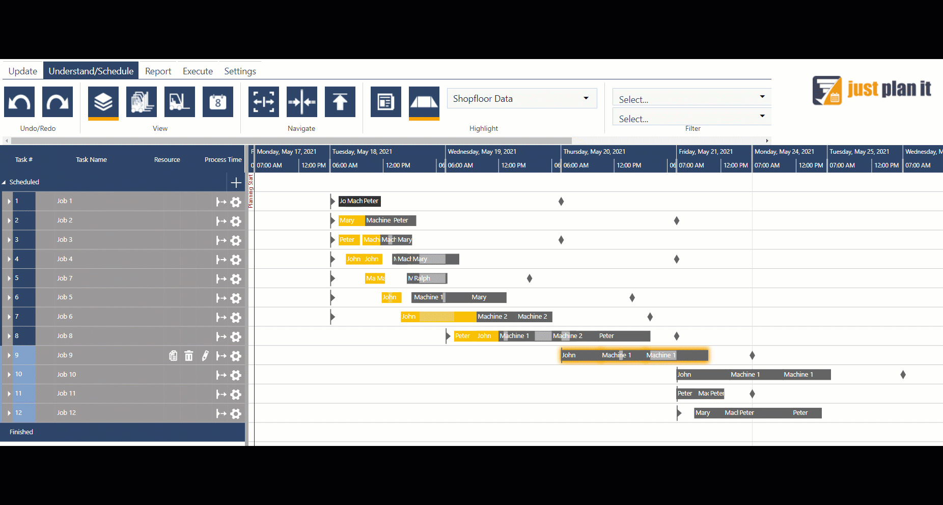 just plan it - move jobs by drag & drop