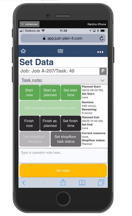 Operator feedback for production scheduling