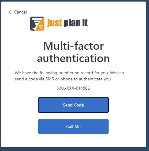 just plan it - multi-factor authentication by phone step 1