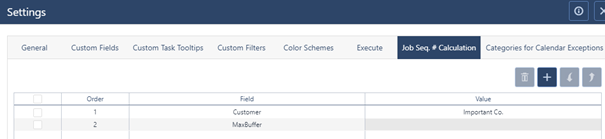 Settings Job Seq # Calculation