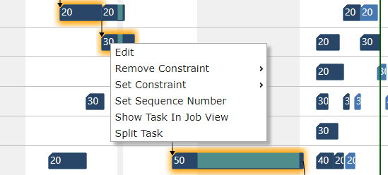 Split task via right-click context menu