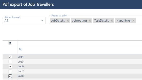 Export job and task information via Traveller