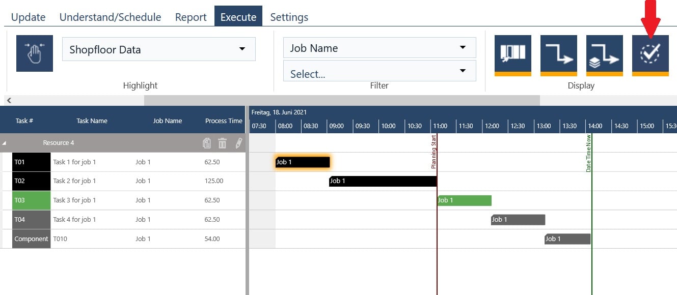 function show or hide completed task in execute mode