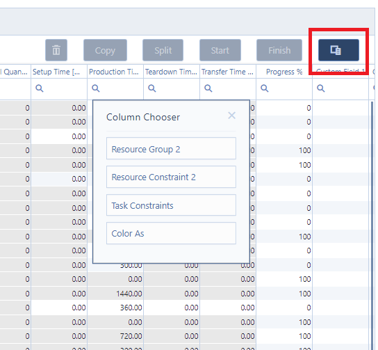 set up of new update dialog in just plan it - production scheduling software for HMLV manufacturer