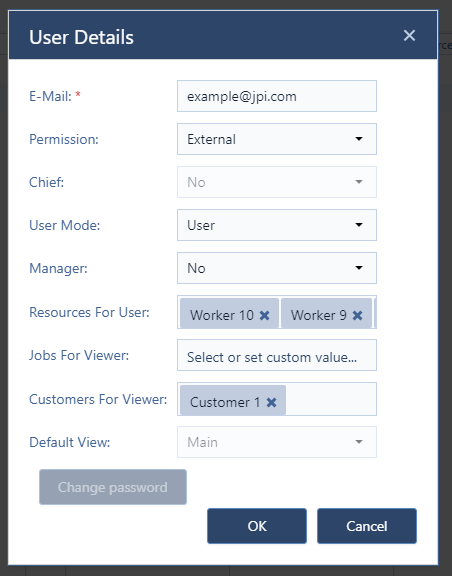 set up external user in just plan it - production scheduling software for HMLV manufacturer
