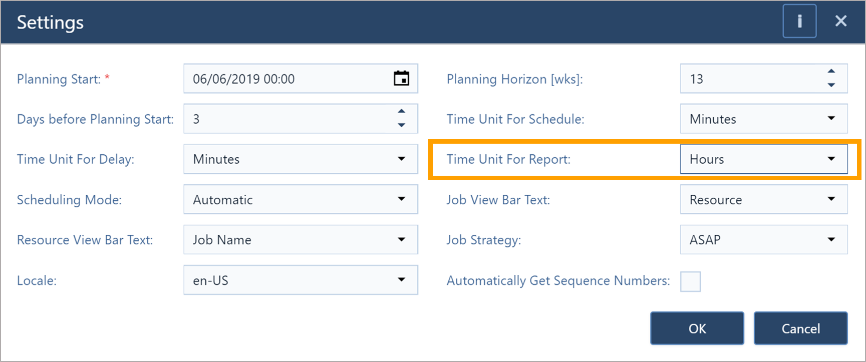 job shop scheduling - time unit for reports