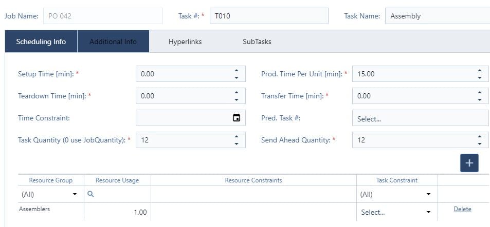 production scheduling with jpi: manpower- split up related tasks to speed processing -1