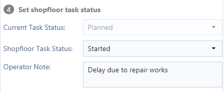 Execute Mode: Set Shopfloor TaskStatus