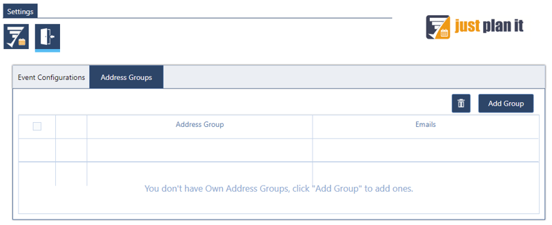 just plan it event messenger configuration address groups